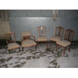 A five piece early 20th inlaid saloon set.