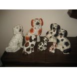 A collection of Staffordshire type dogs (7) (some A/F)