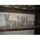 A glass water set comprising a jug and six glasses, other glassware etc. (qty).