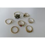 A collection of gold rings (some A/F) (12g all in).