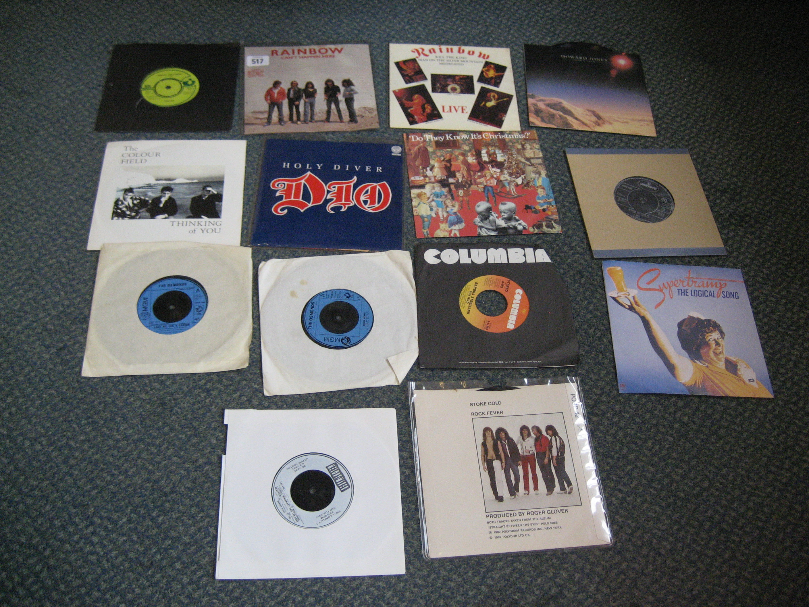 VARIOUS 45 RECORDS TO INCLUDE RAINBOW CAN~T HAPPEN HERE.