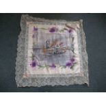 A WW1 SILK AND LACE SQUARE. ~LES HALLES~