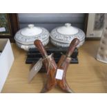 KNIFE SET - 2 LIDDED TUREEN - COAL ORNAMENT AND SNUFF BOX