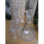 GLASS SHIPS DECANTER ETC (3)