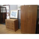LIGHT OAK WARDROBE AND CHEST OF DRAWERS
