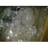 CUT GLASS VASE^ 2 CUT GLASS BASKETS ETC (4)