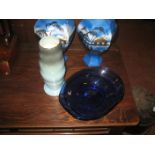 A MAILING VASE AND A GLASS DISH