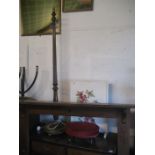 STANDARD LAMP^ FIRE SCREEN AND STOOL (3)