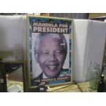 ~MANDELA FOR PRESIDENT~ FRAMED POLITICAL POSTER