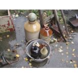 VARIOUS EARTHEN WARE AND JAM POT