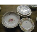 WEDGWOOD PLATES^ GILT EDGE FLORAL DISH ETC (QUANTITY)