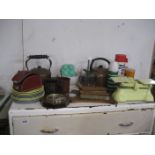 KITCHEN ITEMS TO INCLUDE SCALES^ BAROMETER^ KETTLE ETC (CONTENTS OF TOP OF A CABINET)