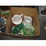 19TH CENTURY STAFFORDSHIRE JUG^ BAVARIAN TANKARD ETC (CONTENTS OF 1 BOX)