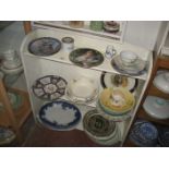 A LARGE COLLECTION OF PLATES^ MEAT PLATES ETC (CONTENTS OF 3 SHELVES)