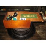 CHESS SET & EBONISED STAND