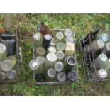 VARIOUS GLASS BOTTLE IN METAL CRATE