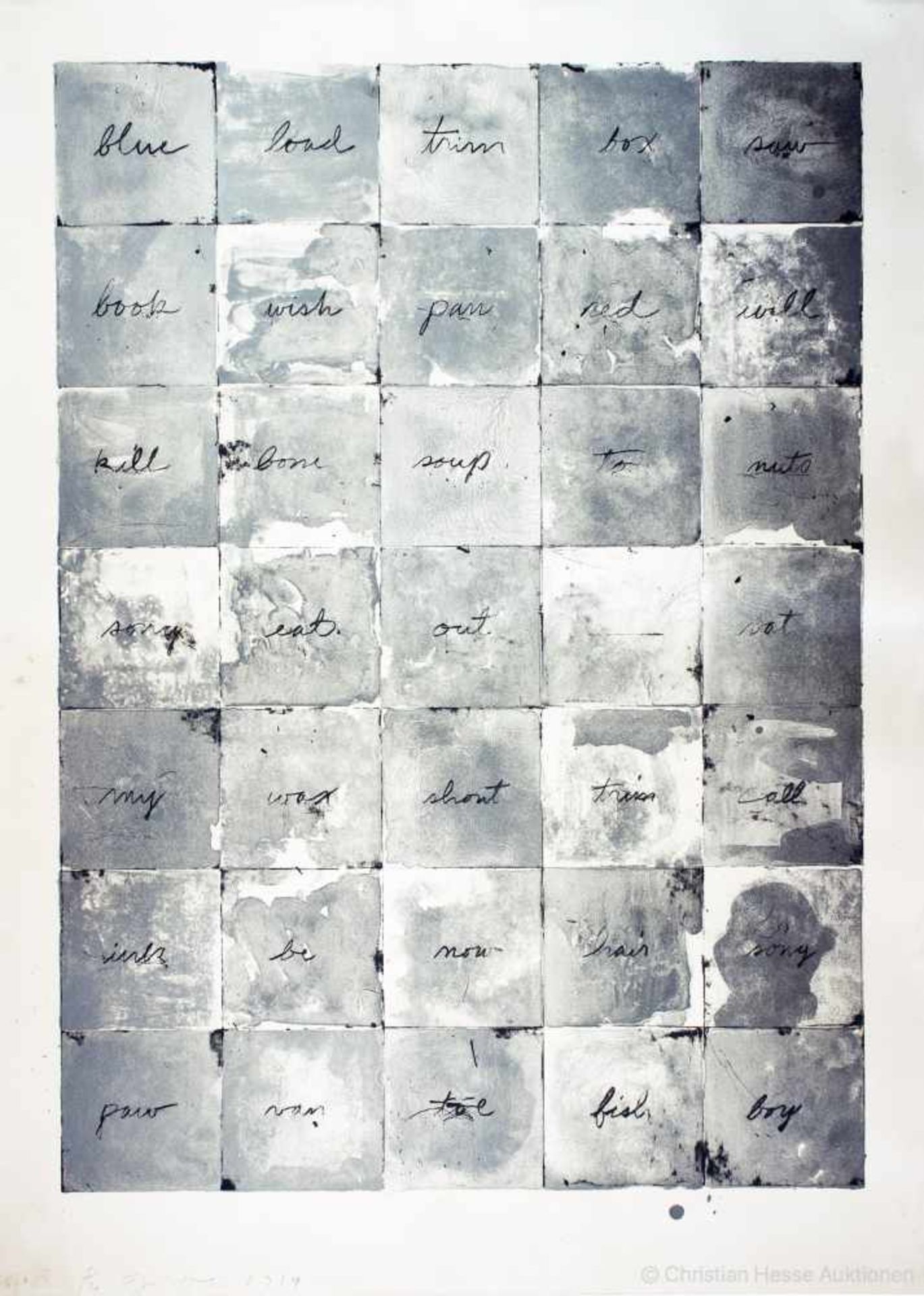 Jim Dine. Wall Chart IV. Farblithographie. 1974. 121,9 : 88,9 cm. Signiert, datiert und