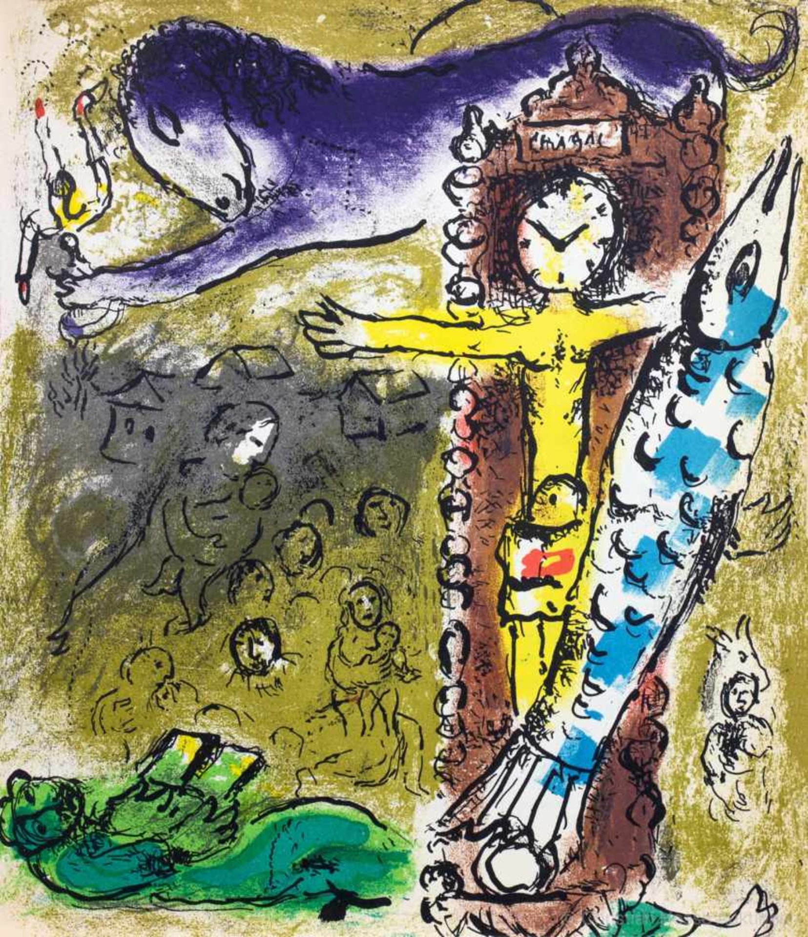 Marc Chagall - Jacques Lassaigne. Chagall. Paris, Maeght 1957. Mit 15 meist farbigen Lithographien - Image 6 of 6