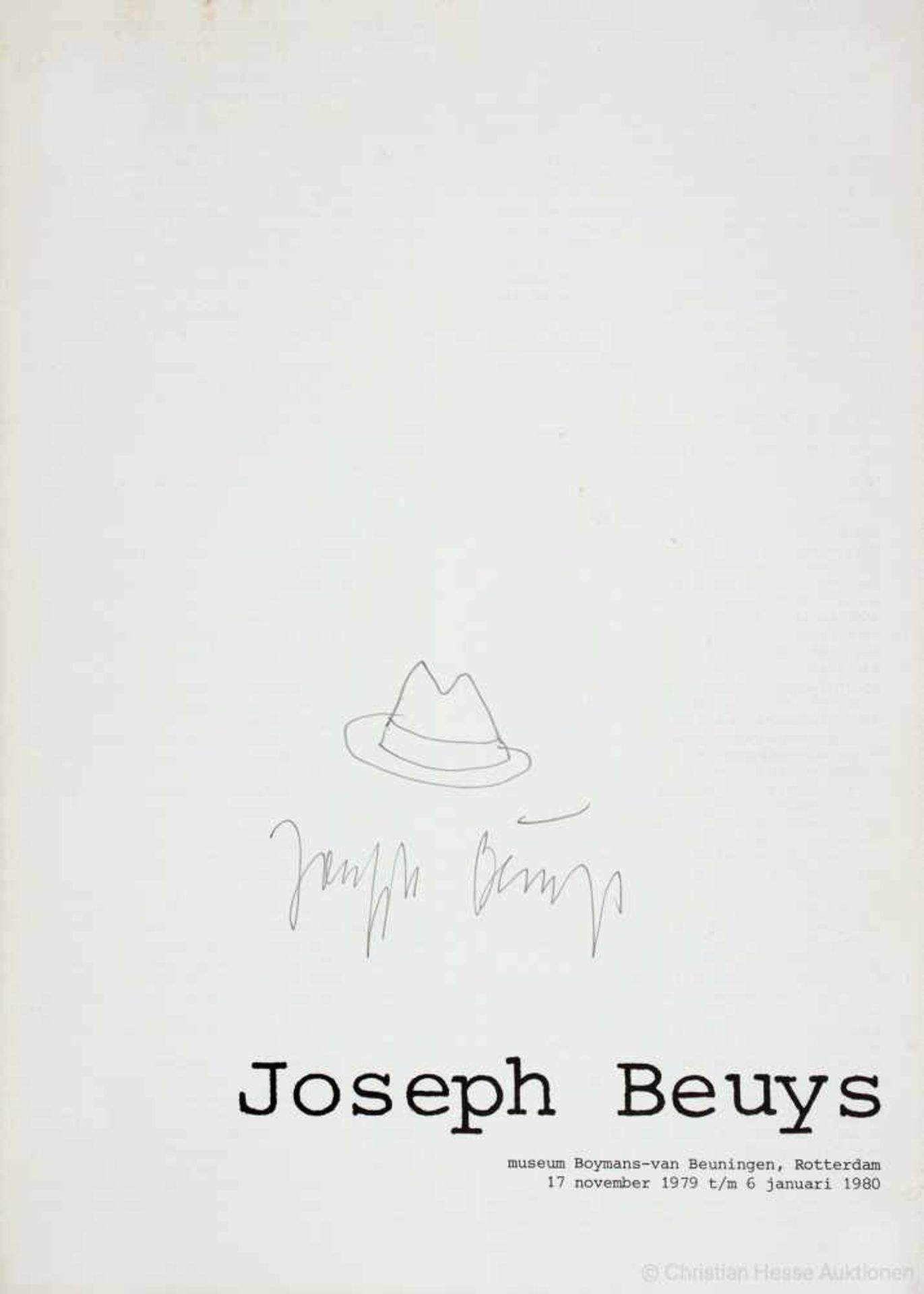 Joseph Beuys. Hut. Bleistiftzeichnung. 6,8 : 8,0 cm. 1979. Signiert. Eins der zentralen Motive im  - Image 2 of 2