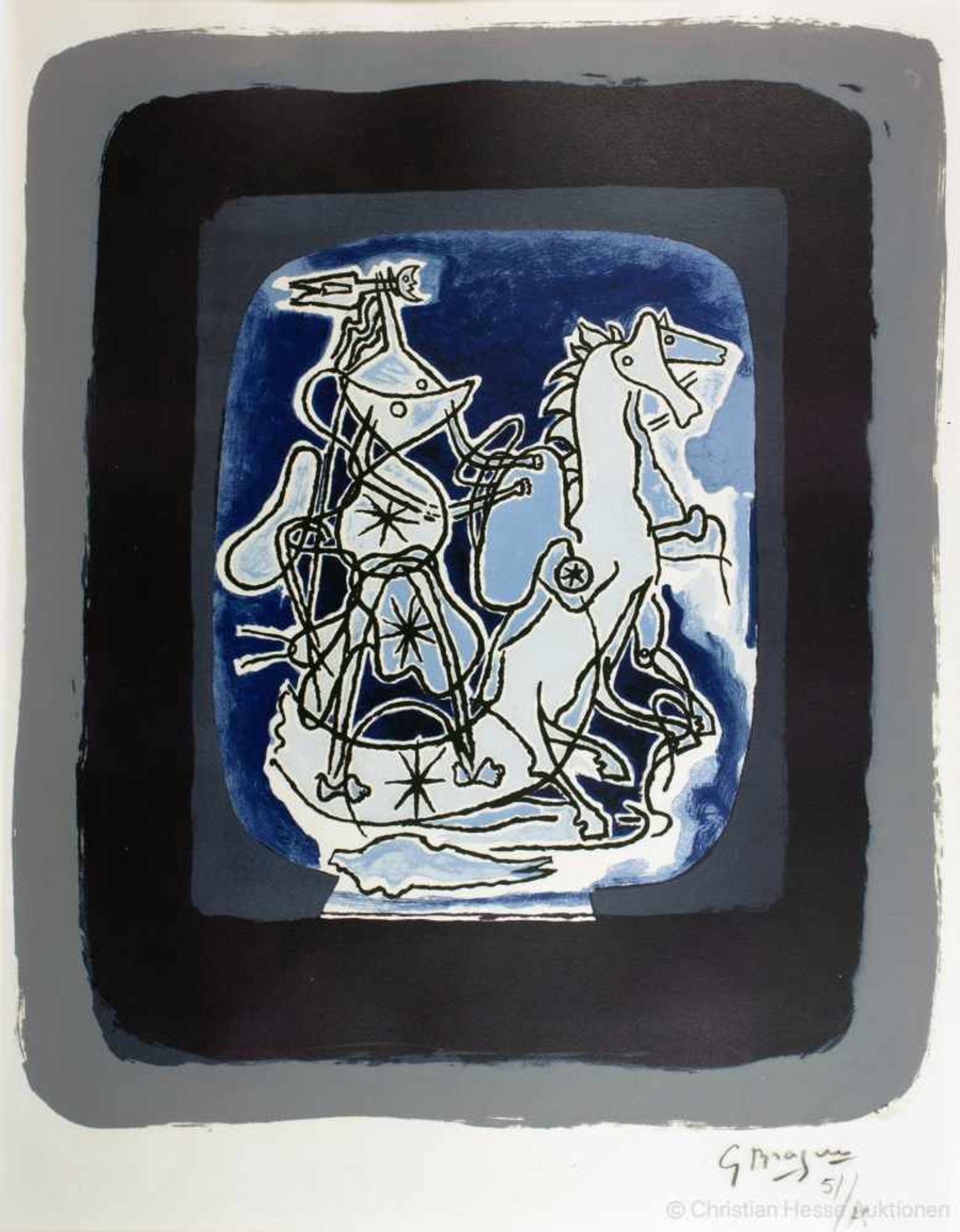 Georges Braque. Helios V. Farblithographie. 1948. 51 : 42 cm (66 : 50 cm). Signiert und