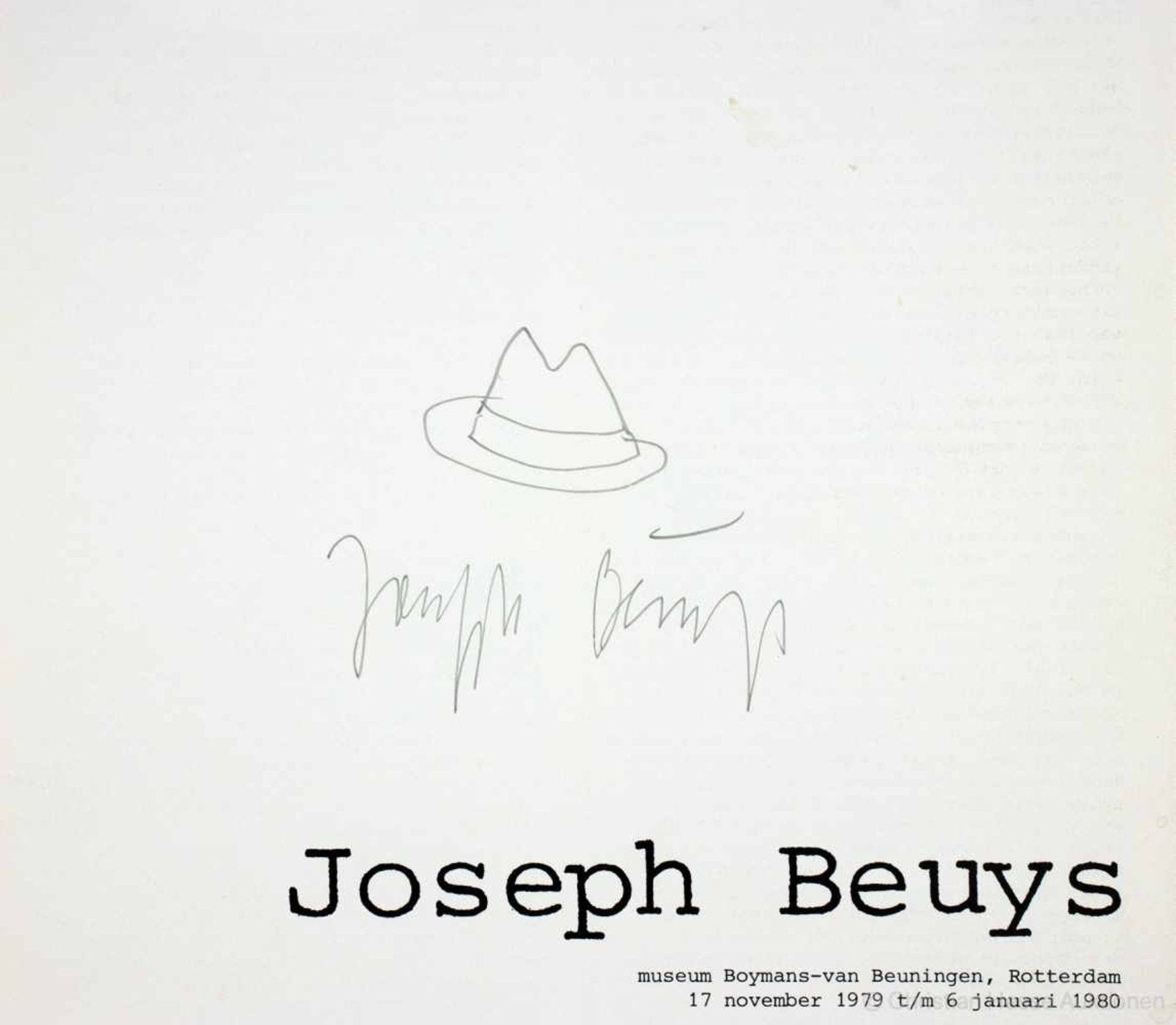 Joseph Beuys. Hut. Bleistiftzeichnung. 6,8 : 8,0 cm. 1979. Signiert. Eins der zentralen Motive im 