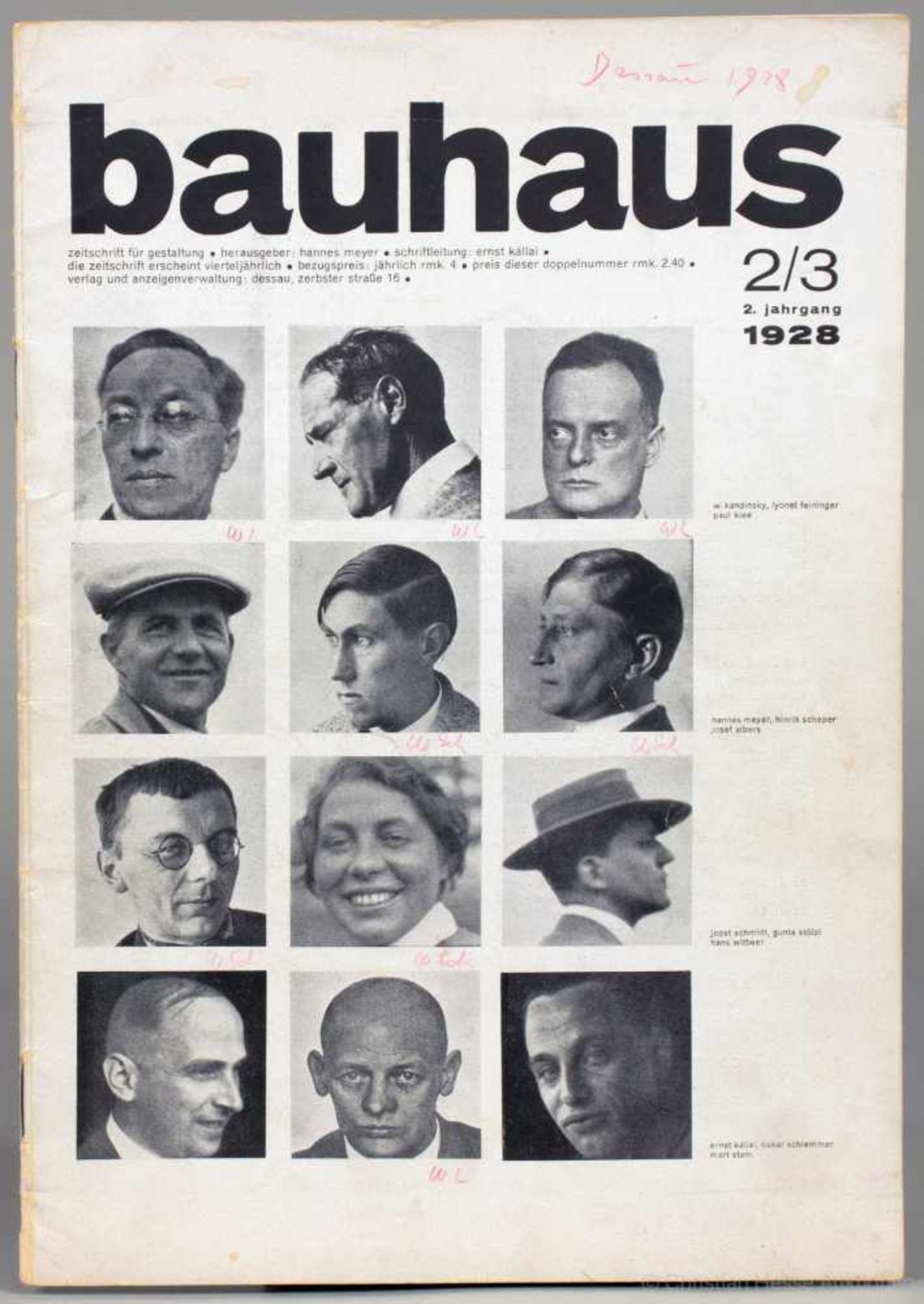 Bauhaus. Zeitschrift für Gestaltung. Herausgeber: Hannes Meyer, Schriftleitung: Ernst Kállai. [Heft]