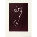 Georges Braque. Porträt aus »Le tir à l´arc«. Lithographie. 1960. 21,0 : 14,5 cm (37,5 : 28,0 cm).