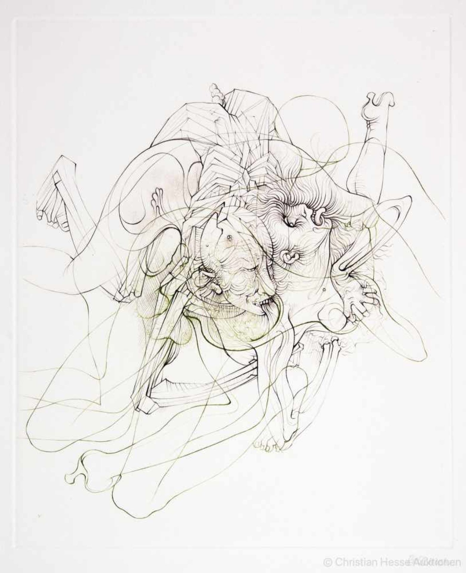 Hans Bellmer. Petit traité de morale. Zehn zweifarbige Radierungen. 1968. 38,0 : 28,5 cm.