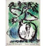 Marc Chagall. Loiseaux vert. Farblithographie nach einem Gemälde. 1962. 65 : 50 cm (70,0 : 53,4