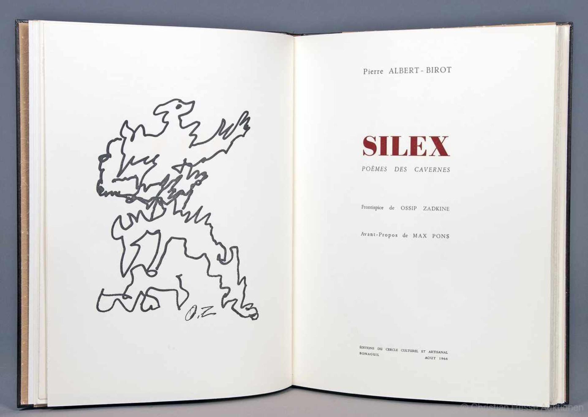 Ossip Zadkine - Pierre Albert-Birot. Silex. Poèmes des Cavernes. Frontispice de Ossip Zadkine.