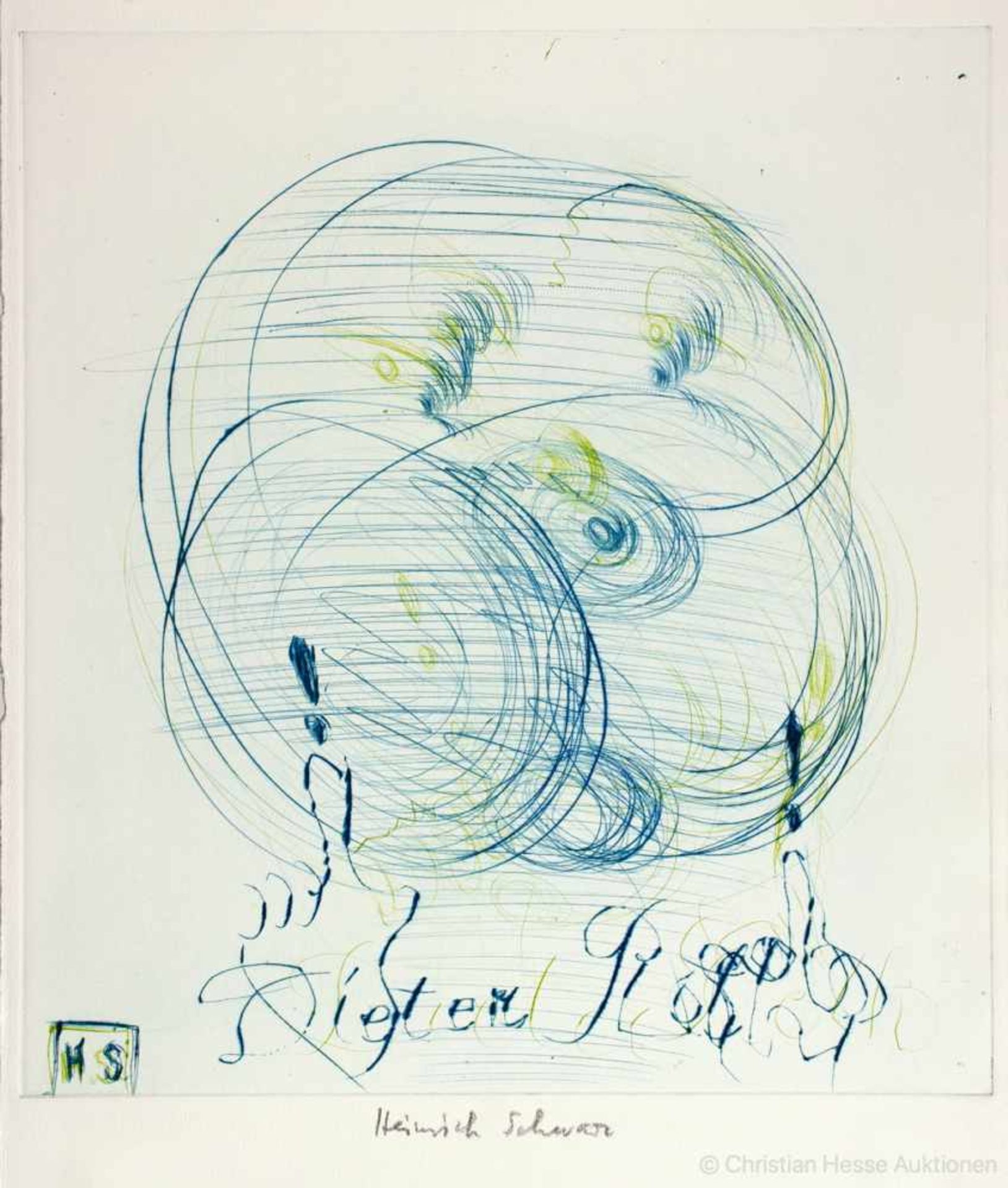 Dieter Roth. Komposition I - V. Fünf Kaltnadelradierungen. 1979. Ca. 30 : 22 cm (39 : 28 cm). - Image 2 of 6