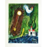 Marc Chagall. Lhorloge. Farbradierung nach einem Gemälde. 1956. 31,1 : 23,3 cm (55,9 : 38,3 cm).