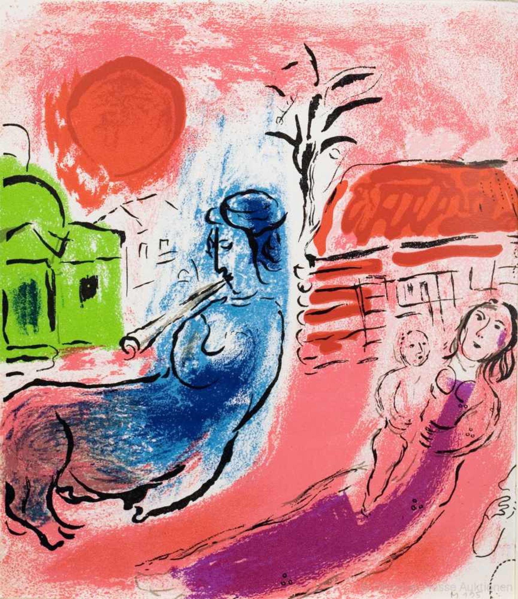 Marc Chagall - Jacques Lassaigne. Chagall. Paris, Maeght 1957. Mit 15 meist farbigen Lithographien - Image 3 of 6