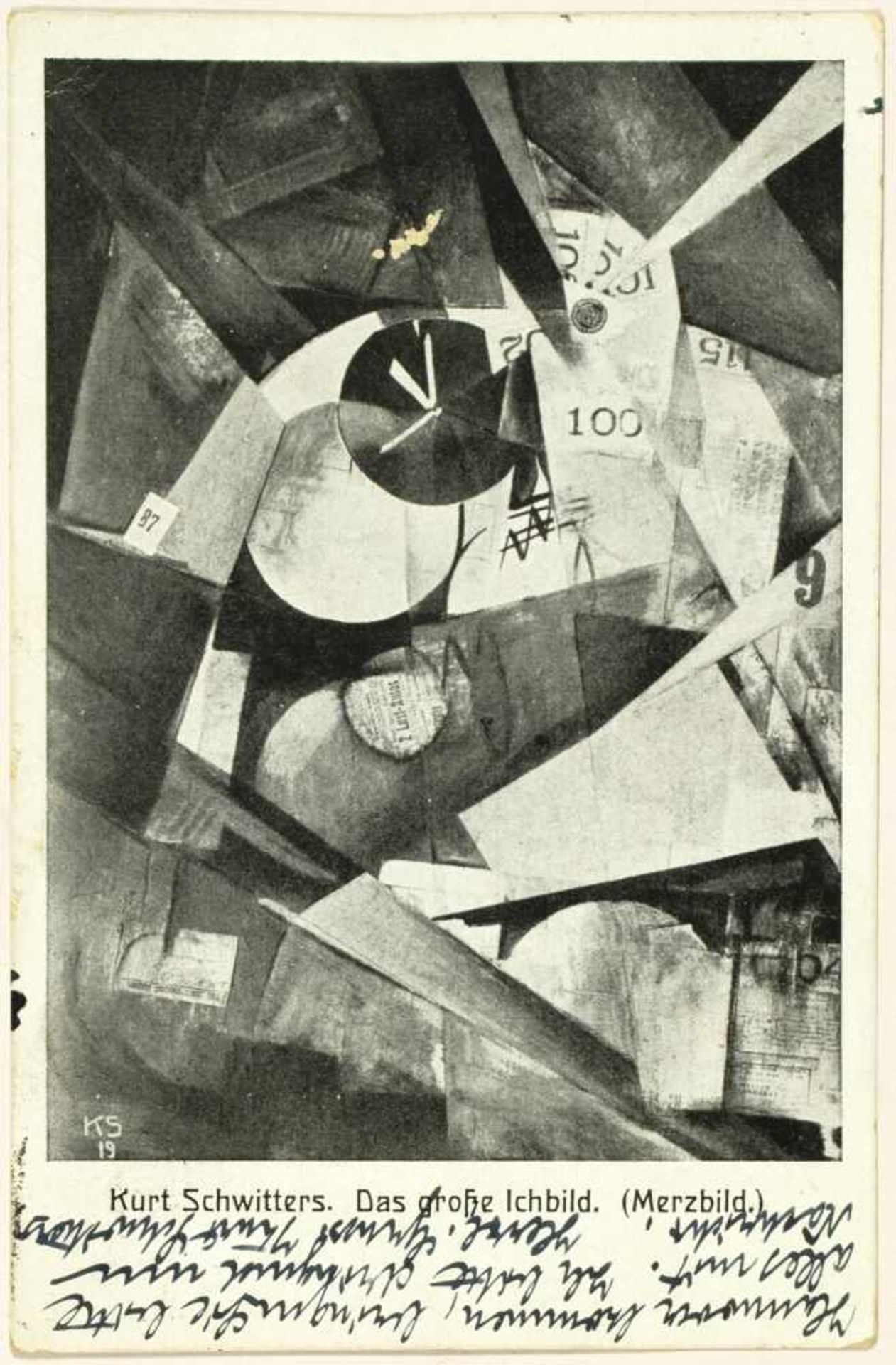 Kurt Schwitters. Eigenhändige Merzbild-Postkarte mit Unterschrift. Hannover, 25. 6. 1924. Beidseitig - Bild 2 aus 2