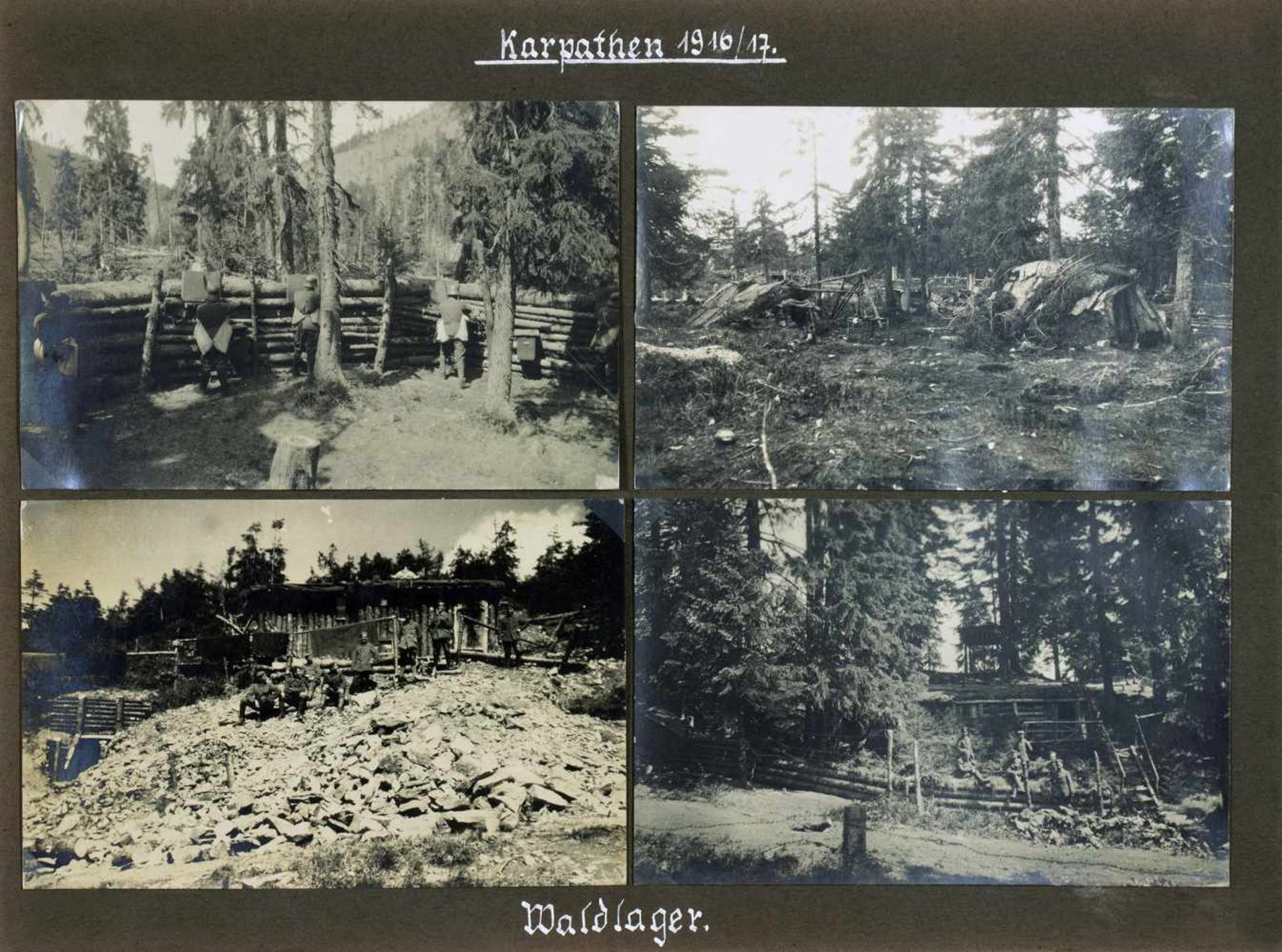 Karpathen-Weltkrieg 1914-1918. Fotoalbum mit 96 Originalfotografien (14 : 9 cm). - FL 14. 1917. - Bild 2 aus 5