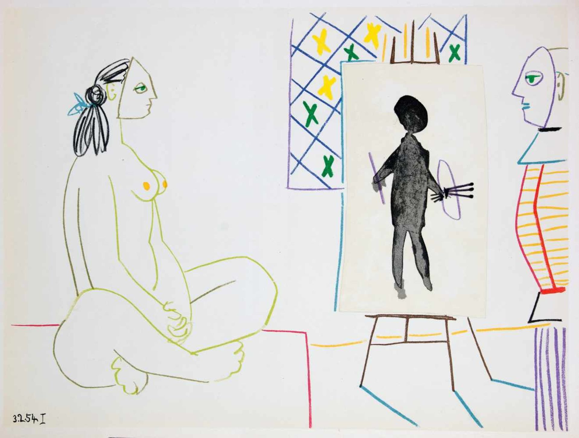 Pablo Picasso. Suite de 180 dessins. Paris 1954. Mit 13 Farblithographien, davon eine als - Image 4 of 4