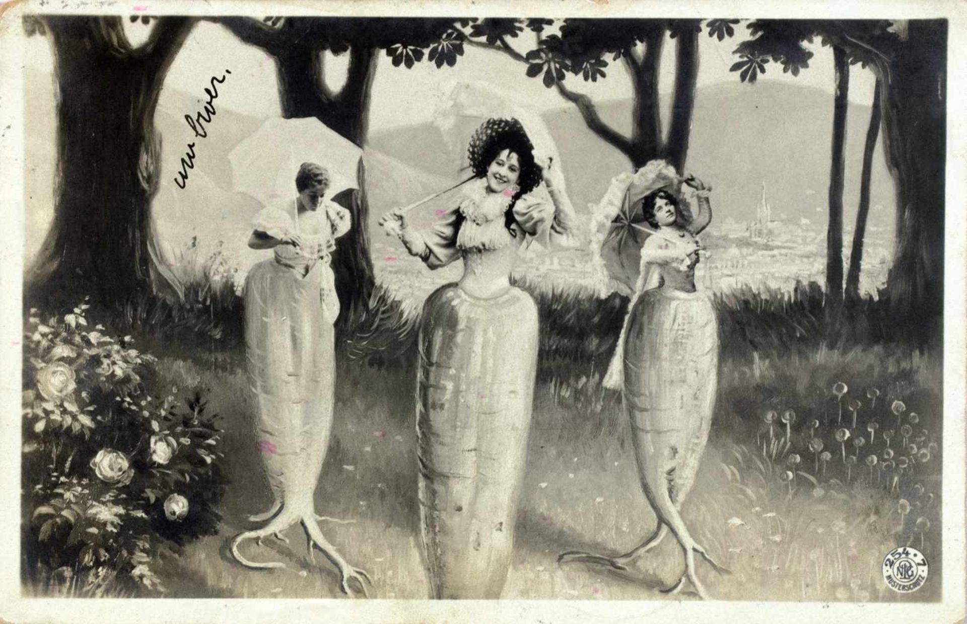 Vegetabile Damen. Sechs Fotomontagen (Vintages, Silbergelatine, rückseitig mit - Bild 4 aus 6