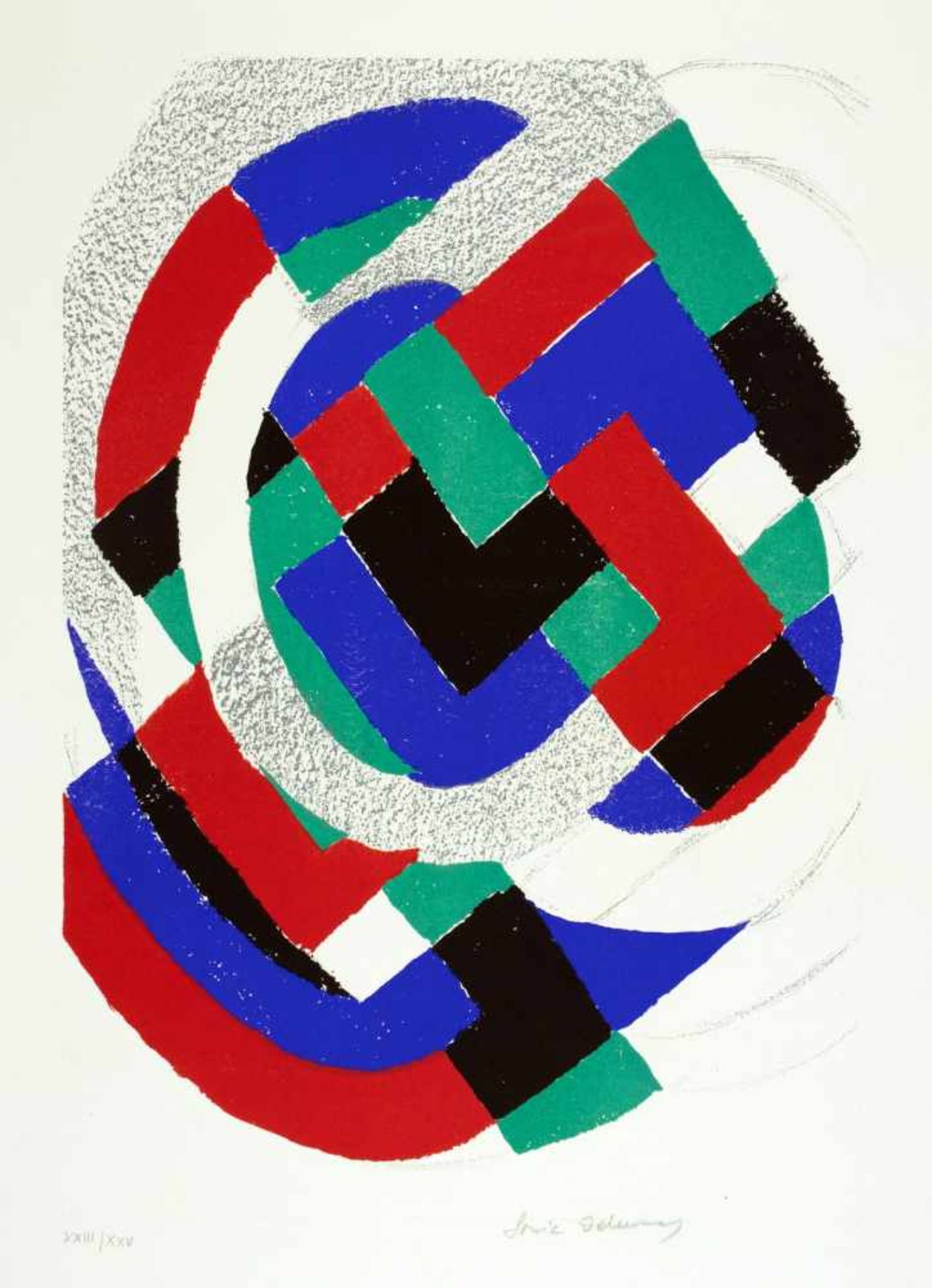 Sonia Delaunay-Terk. Ohne Titel (aus: IAA / AIAP, UNESCO). Farblithographie. 1971. 45 : 31 cm (63,