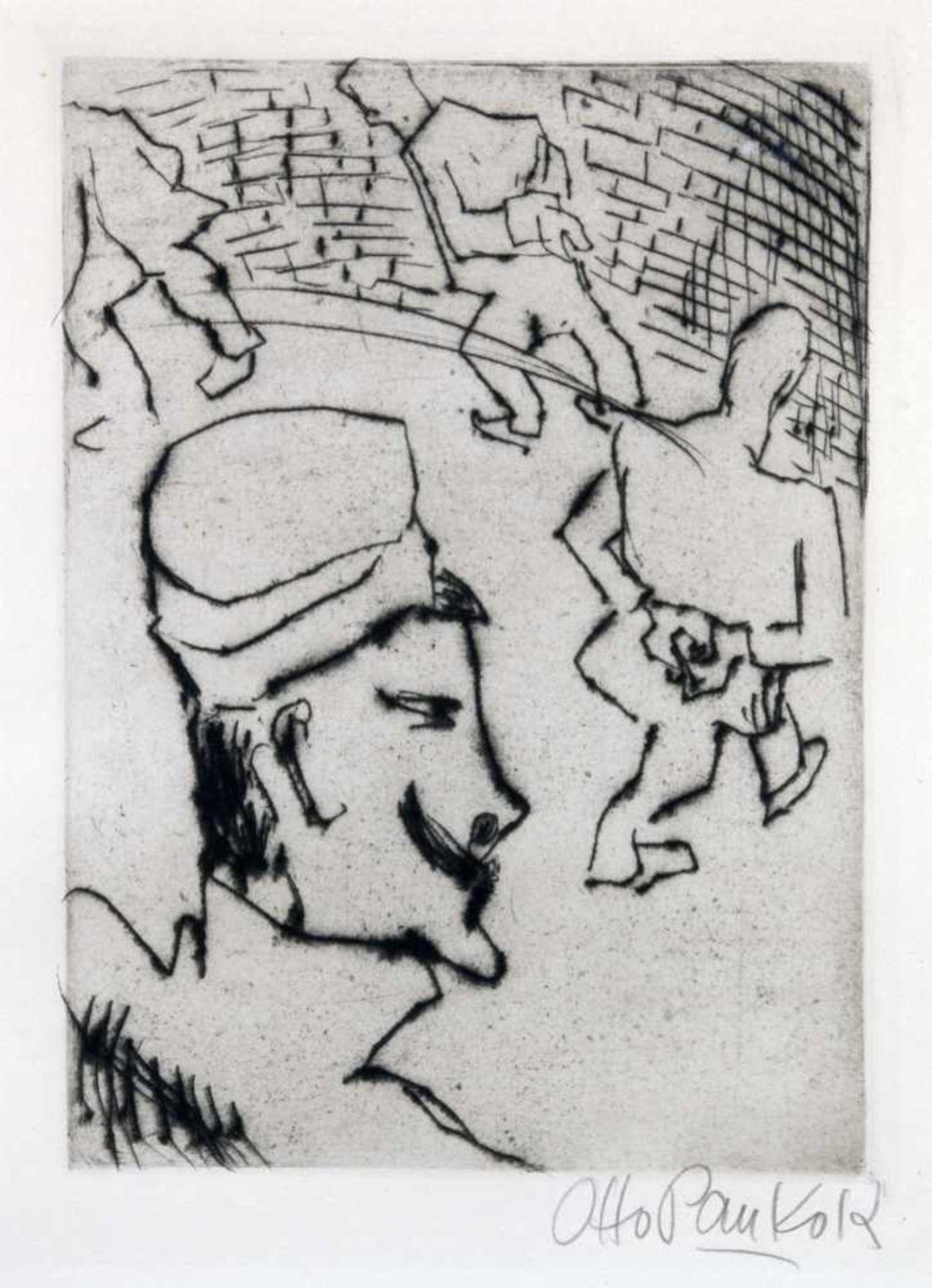 Otto Pankok. Rundgang im Gefängnishof. - Gefangener. Zwei Radierungen. 1923. 19,0 : 13,5 cm (31,