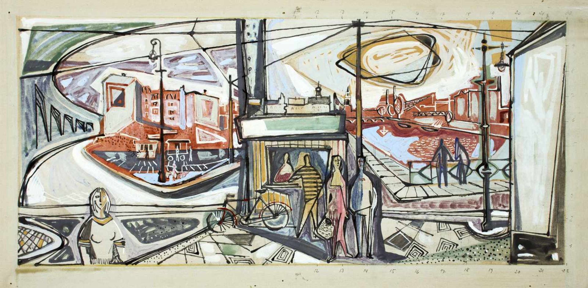 Paul Ohnsorge. Stillleben mit Glasflaschen. Aquarell über Bleistift. 1950. 44 : 62 cm. Signiert - Bild 3 aus 3