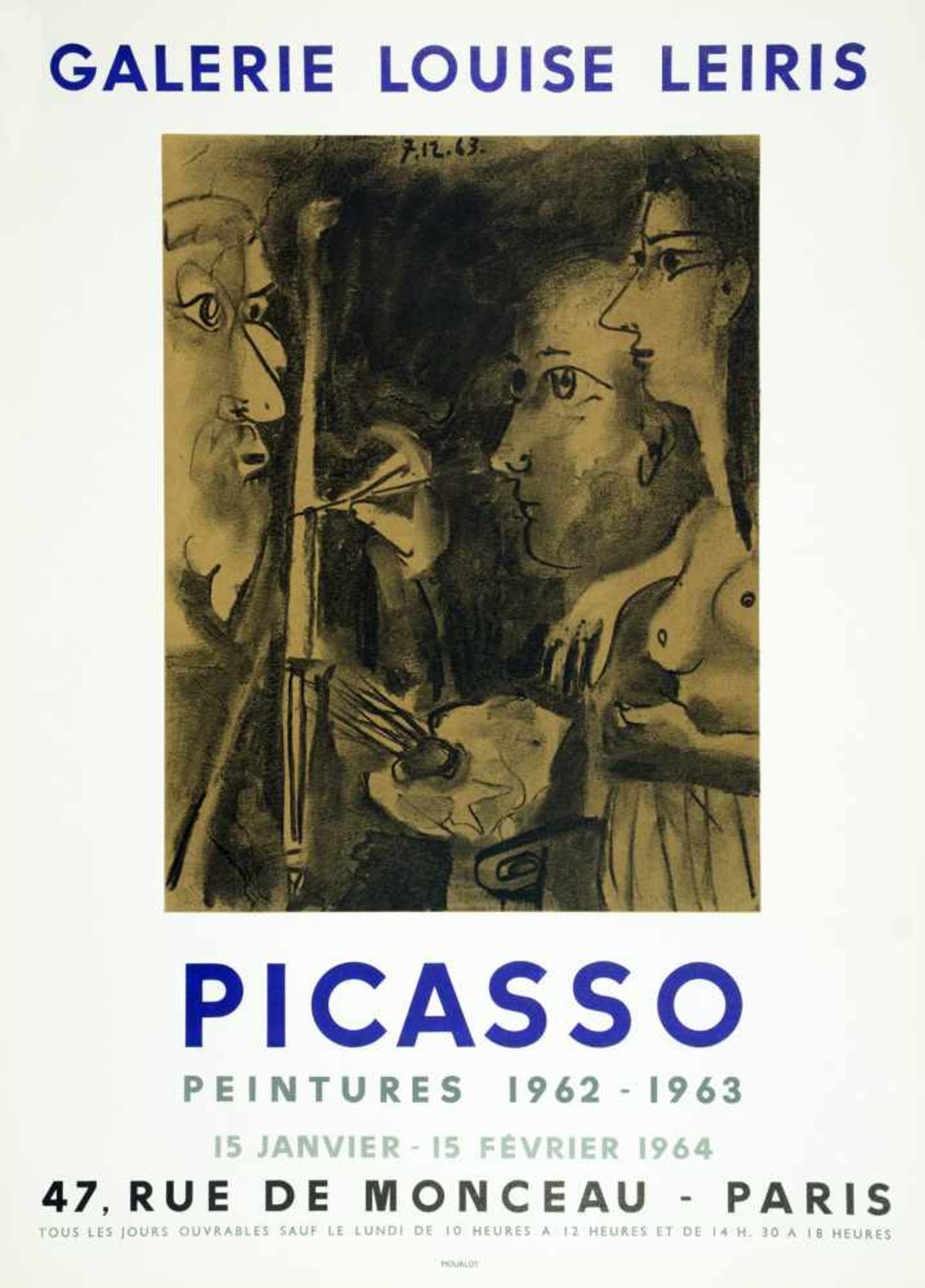 Pablo Picasso. Zwei Ausstellungsplakate Farboffsetdrucke. 1958-1964. 78 : 50 cm und 64 : 46 cm. I. - Bild 2 aus 2