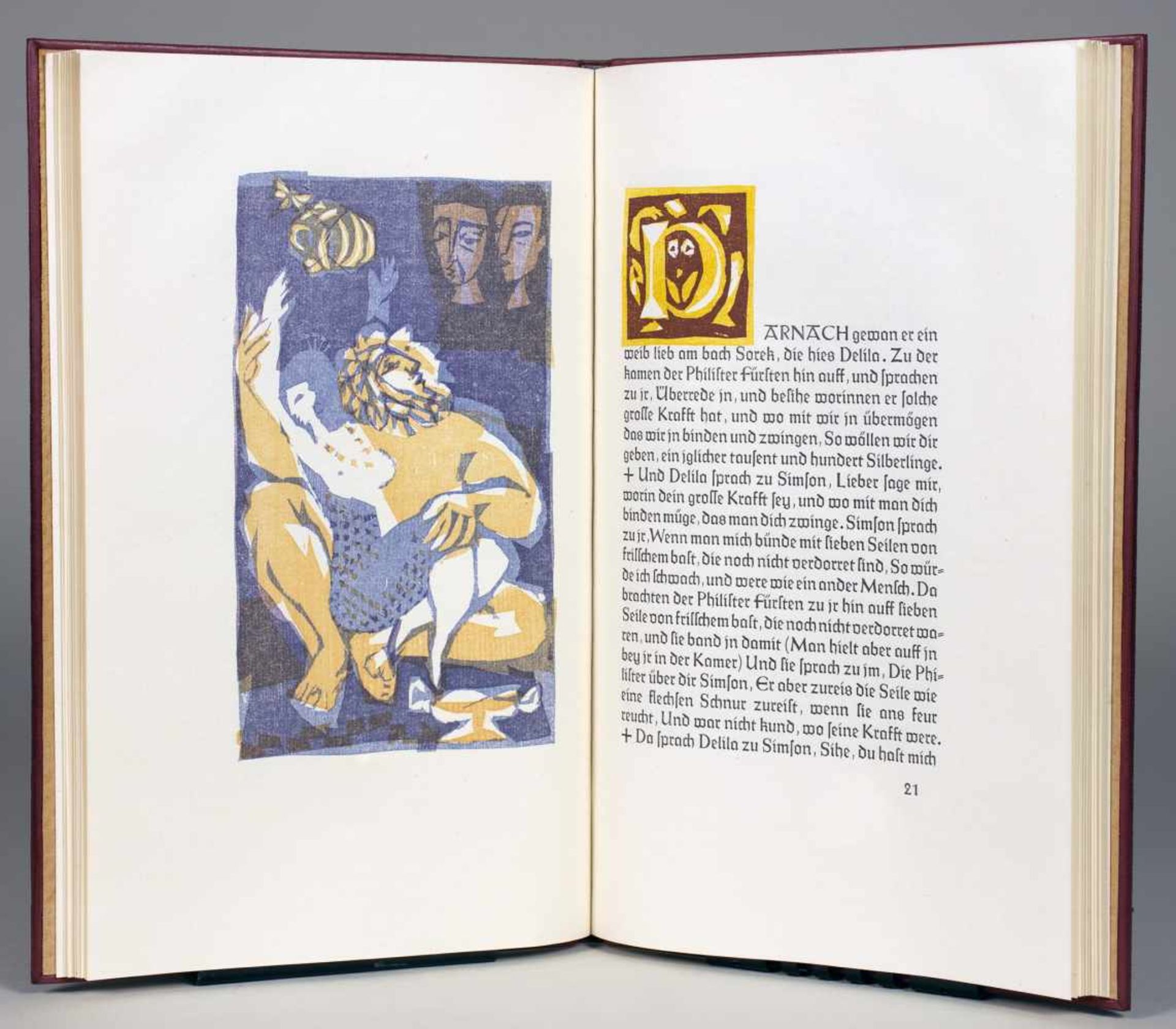 The Bear Press - Simson. Farbholzschnitte und farbige Initialen von Hanns Studer. Bayreuth 1988. Mit - Image 2 of 4