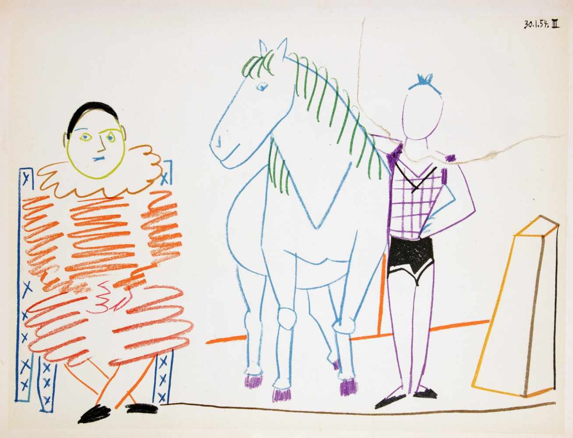 Pablo Picasso. Suite de 180 dessins. Paris 1954. Mit 13 Farblithographien, davon eine als