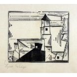 Lyonel Feininger. Gelbe Dorfkirche 3 (Dorfkirche). Holzschnitt. 1931. 18,9 : 22,6 cm (31 : 41 cm).