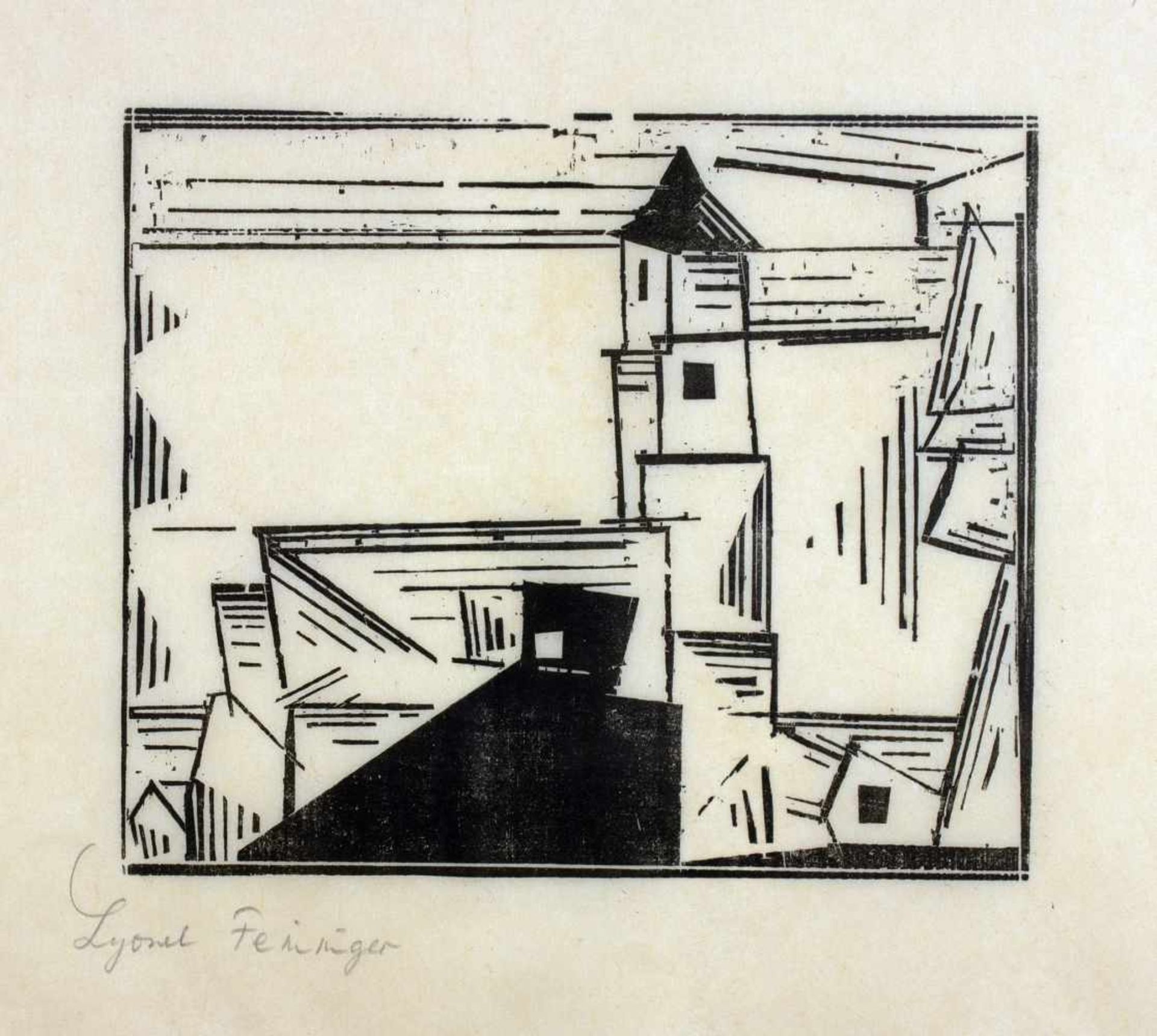 Lyonel Feininger. Gelbe Dorfkirche 3 (Dorfkirche). Holzschnitt. 1931. 18,9 : 22,6 cm (31 : 41 cm).