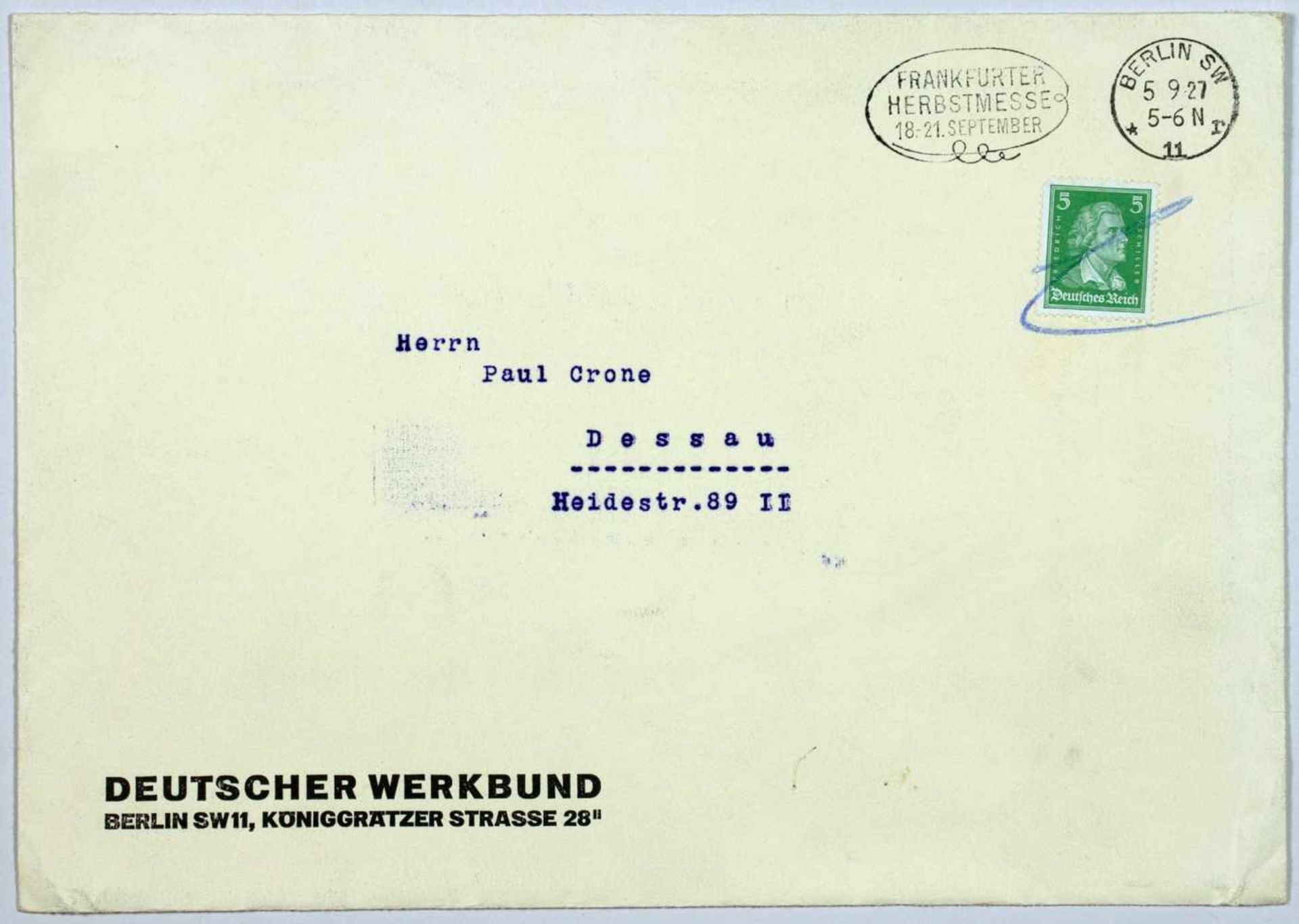 16. Jahresversammlung des Deutschen Werkbundes. Einladung und Programm. Doppelblatt. Zweifarbiger - Image 3 of 3
