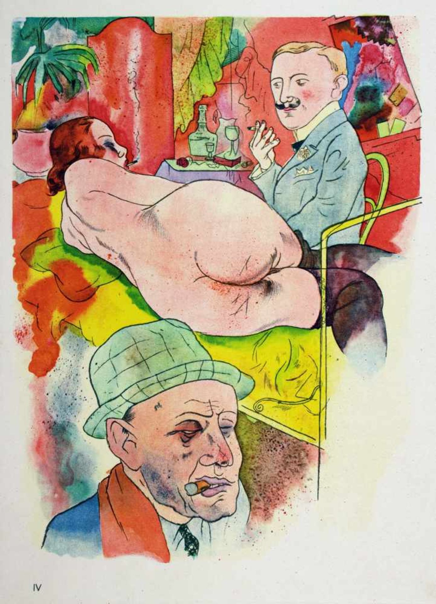 George Grosz. Ecce homo. Berlin, Malik 1923. 16 Farboffsetdrucke nach Aquarellen. Zusammen mit