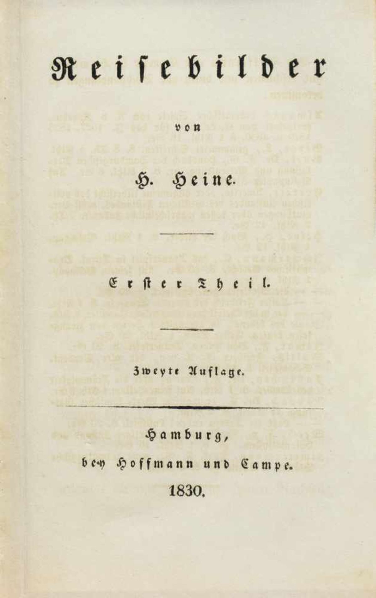 Heinrich Heine. Reisebilder. Erster [bis] Dritter Theil. - Nachträge. Hamburg, Hoffmann und Campe - Bild 2 aus 2