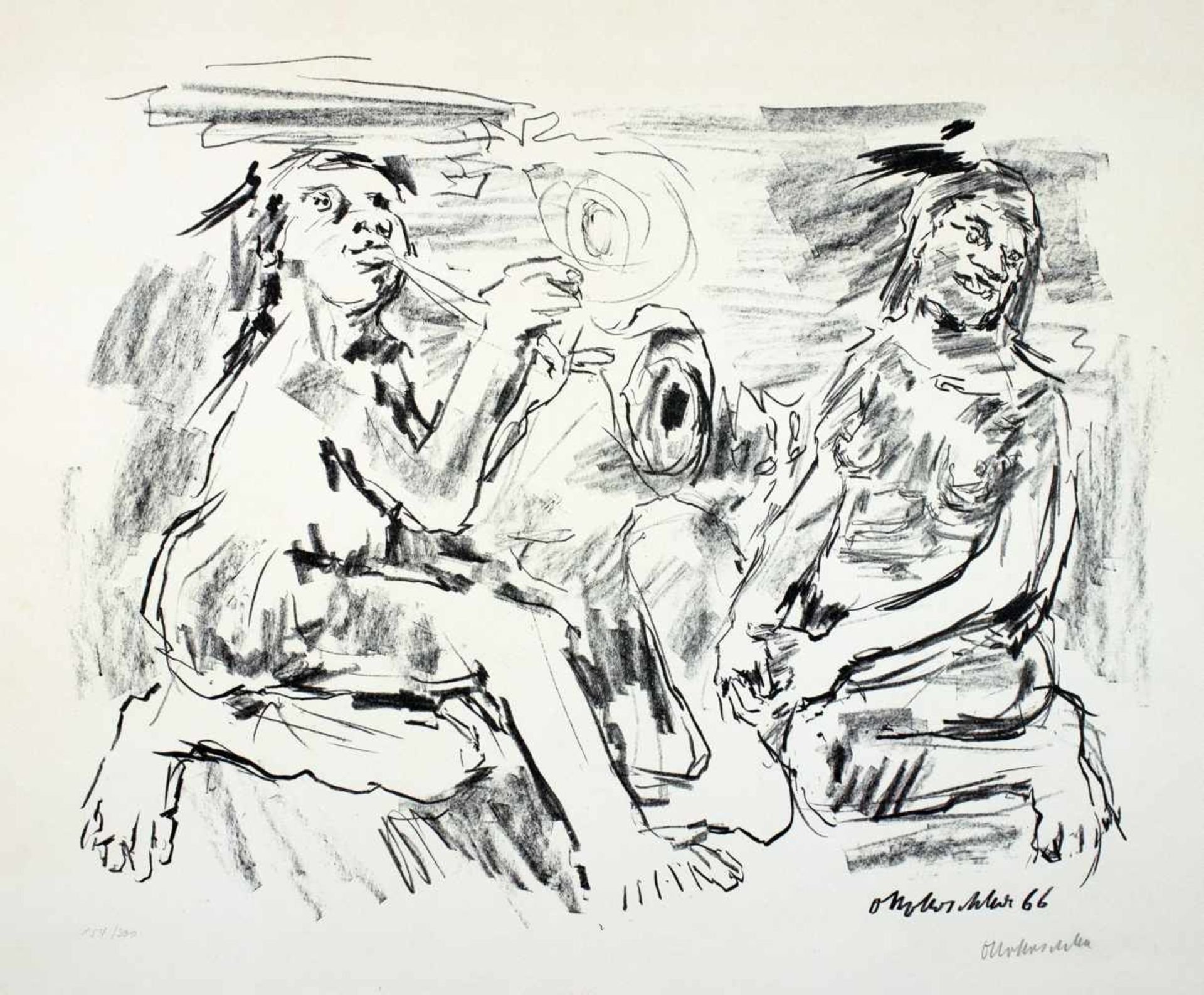 Oskar Kokoschka. Die Macht der Musik (Morgen und Abend). Lithographie. 1966. 46,1 : 57,8 cm (57 : 80