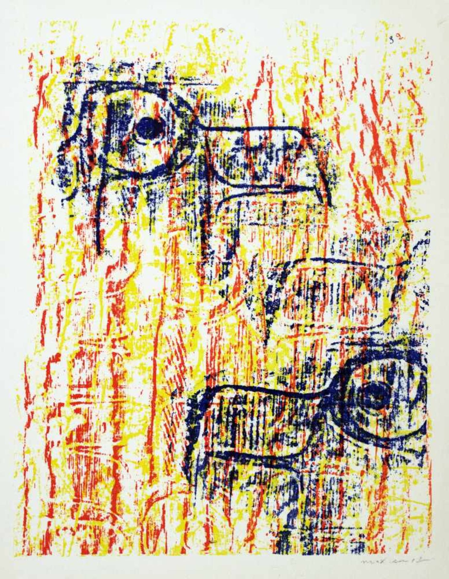 Max Ernst. Têtes daigles. Farblithographie. 1962. 31,8 : 24,6 cm (38,0 : 28,4 cm). Signiert.